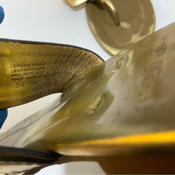 Tory Burch Miller Logo Patent Leather Sandals Vintage Gold  Size 7 - Picture 7 of 8